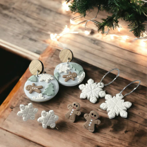 Christmas polymer store clay earrings