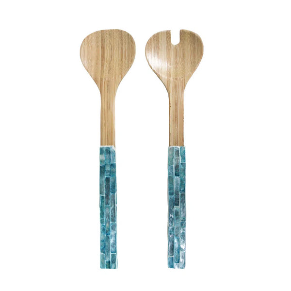 Capiz & Bamboo Salad Servers-Homewares-Little Lane Workshops