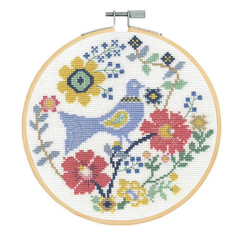 DMC Folk Bird In Flowers Counted Cross Stitch EMBROIDERY Kit 