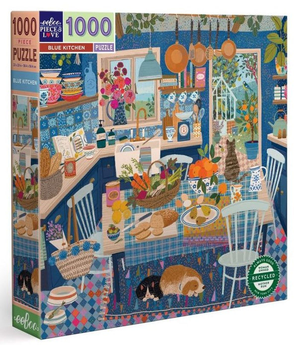 eeBoo Blue Kitchen 1000 Piece Jigsaw Puzzle-Puzzles-Little Lane Workshops