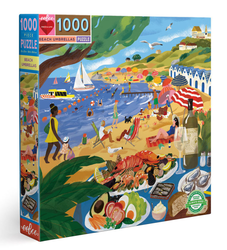 eeBoo Beach Umbrellas 1000 Piece Jigsaw Puzzle-Puzzles-Little Lane Workshops