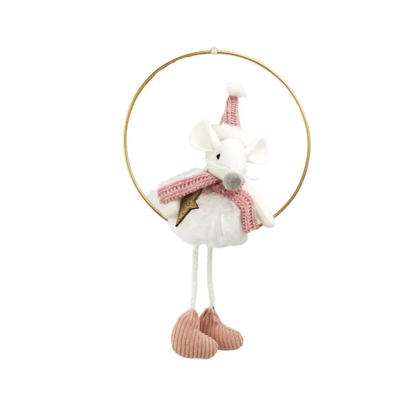 Merry Mice Hanging Christmas Decorations - Blush or White-Homewares-Little Lane Workshops