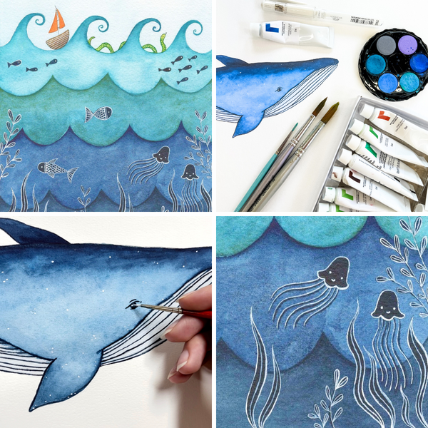 WATERCOLOUR & ILLUSTRATION WORKSHOP - Ocean & Whale Lover-Workshop-Little Lane Workshops